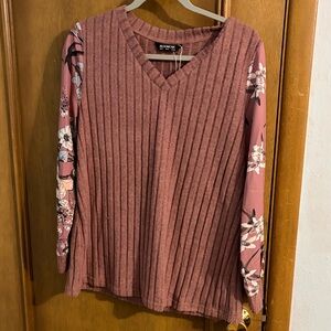 BloomChic Mauve Ribbed Knit Top